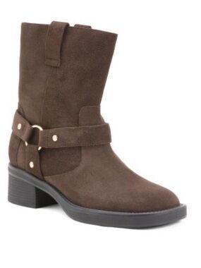 Intentionally Blank Dakota Suede Mid-calf Boots with Buckle Harness Detail - 7